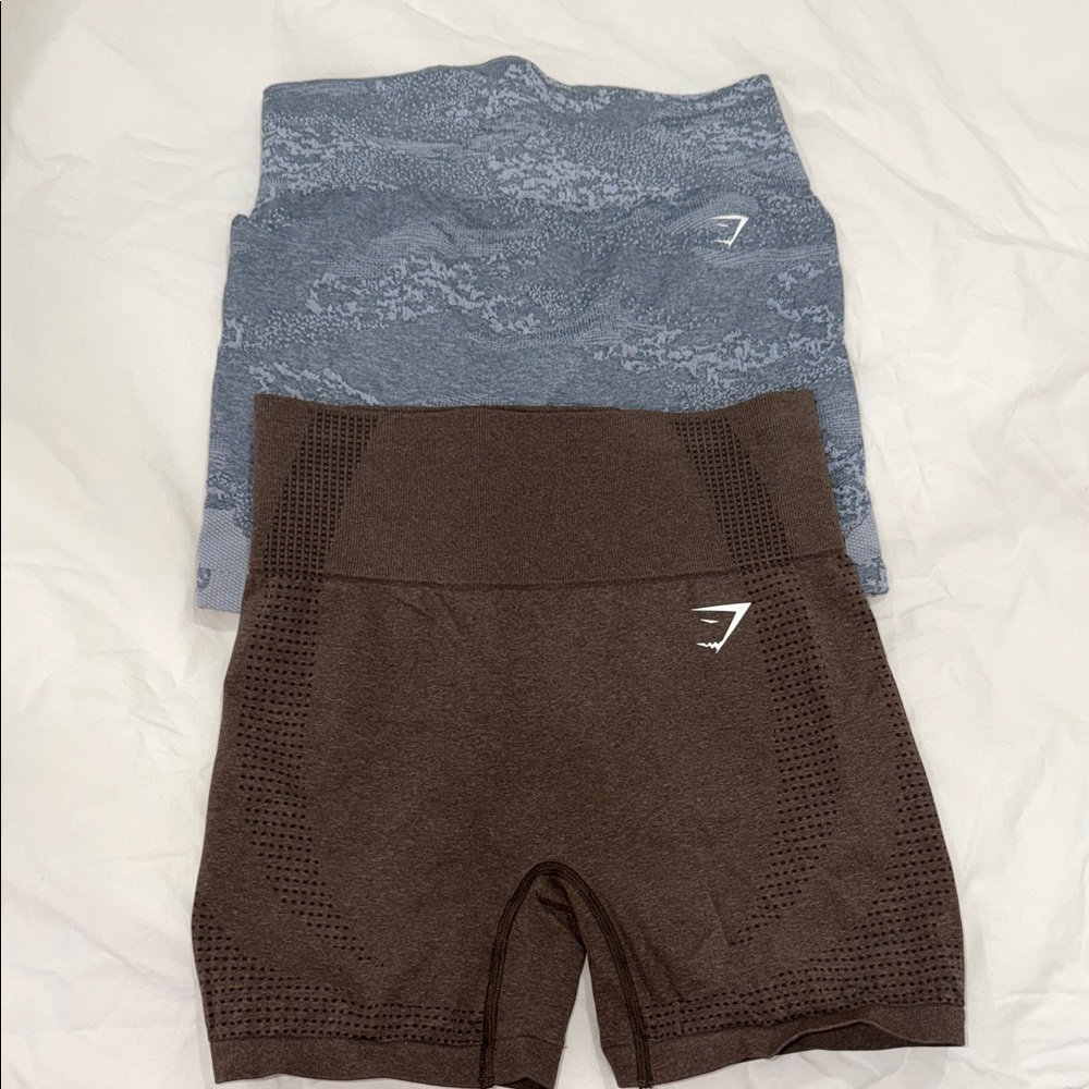 Gymshark Women's Seamless Bike Shorts - Brown and Blue